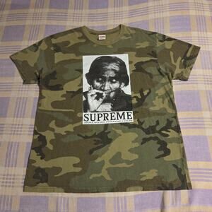Supreme Aguila Maria Sabina Smoking Photo Logo Tee Men's T Shirt Camo FW19 Large